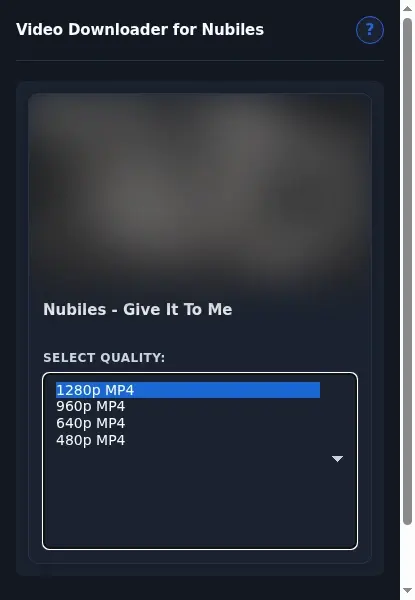 Nubiles Video Downloader format dropdown options
