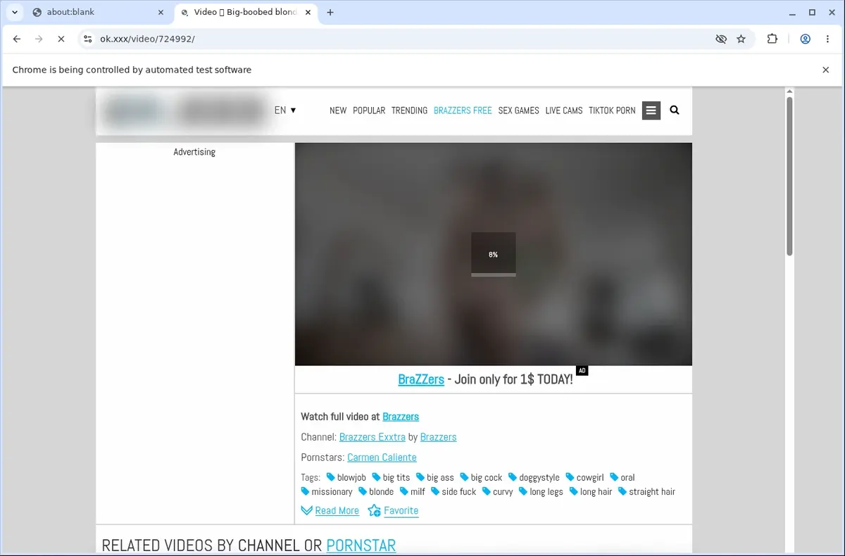 OK.xxx Downloader page open in the browser