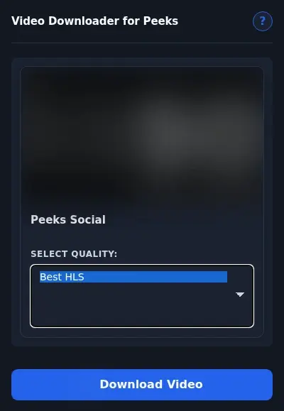 Peeks Downloader format dropdown options