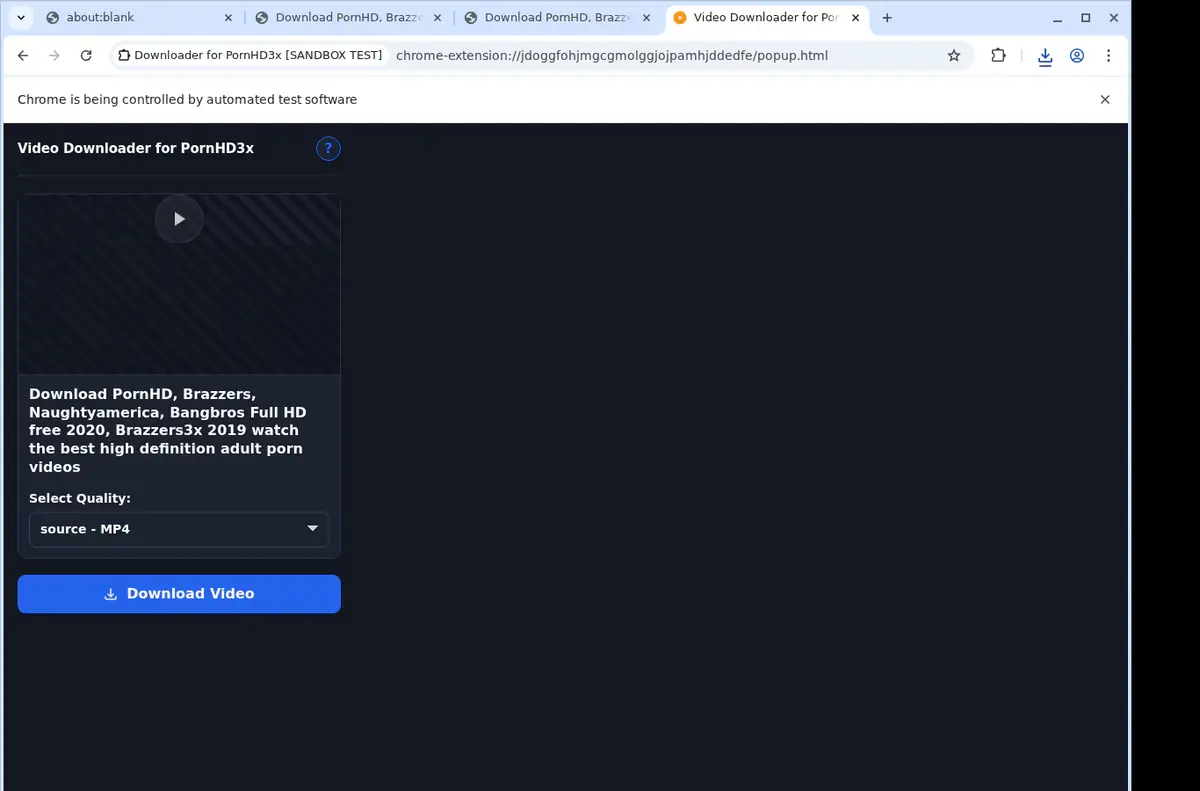 PornHD3x Downloader page open in the browser