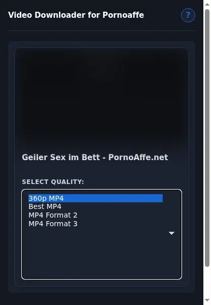 PornoAffe Video Downloader format dropdown options