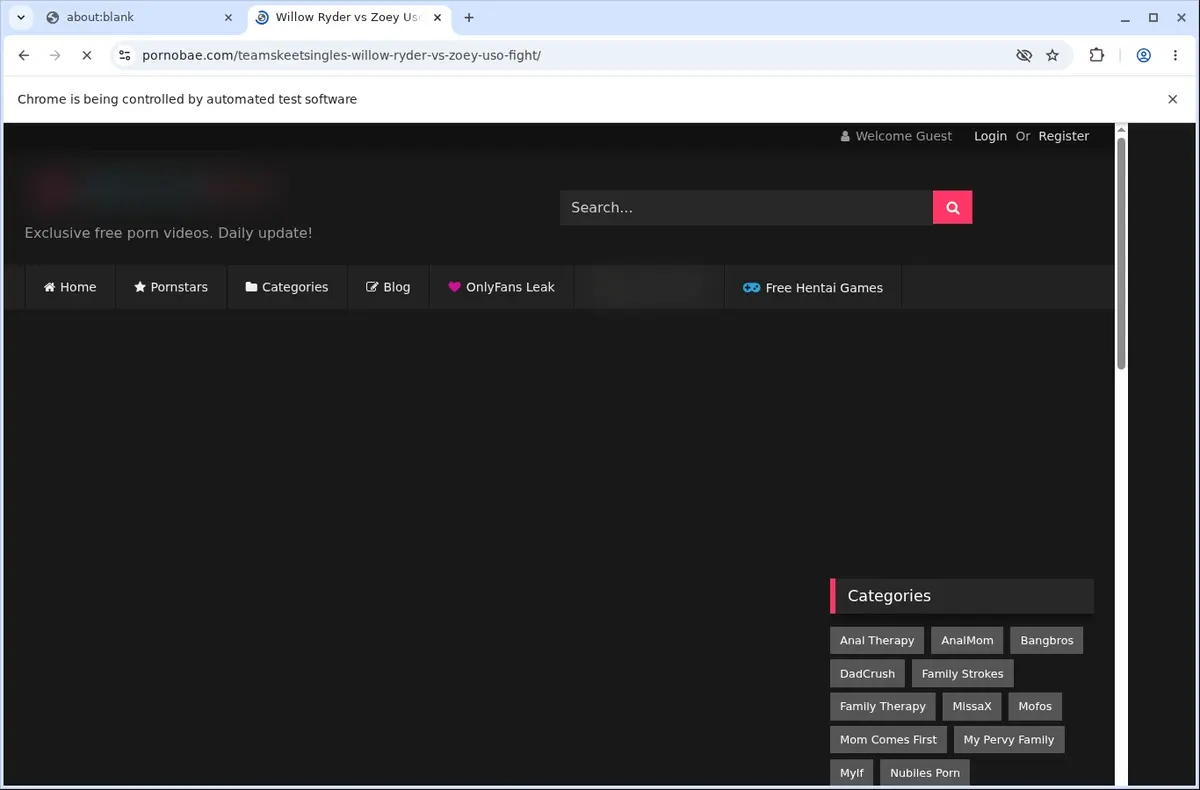 PornoBae Downloader page open in the browser
