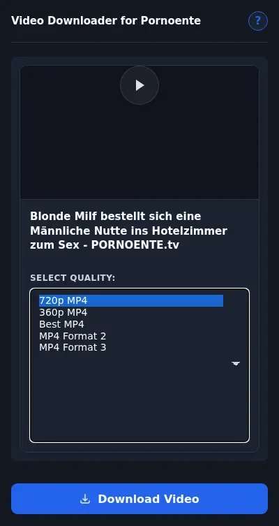 PornoEnte Video Downloader format dropdown options