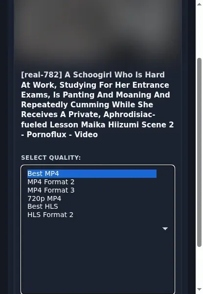 PornoFlux Video Downloader format dropdown options