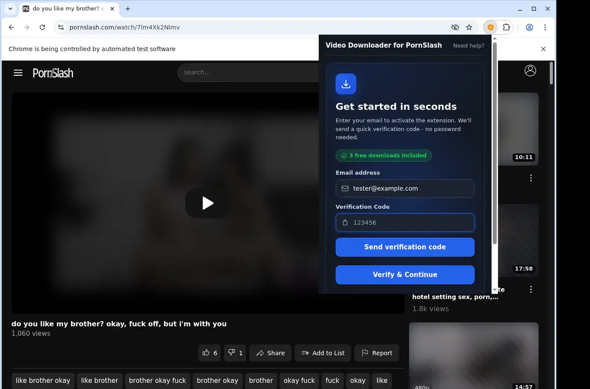 PornSlash Downloader format selection and save step
