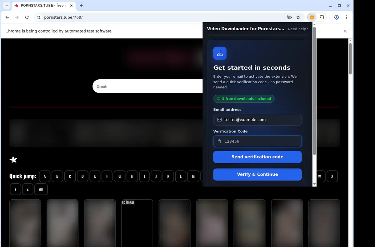 Pornstars Tube Downloader format selection and save step