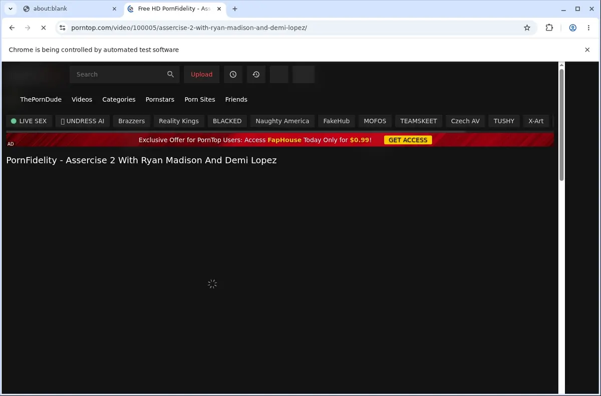 PornTop Downloader page open in the browser