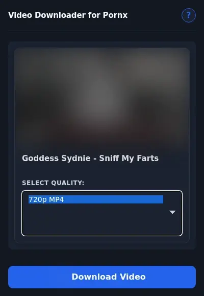 PornX Video Downloader format dropdown options