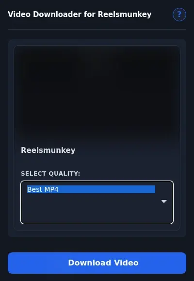ReelsMunkey Video Downloader format dropdown options