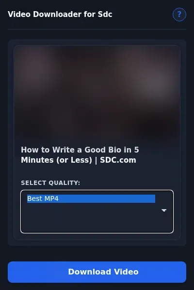 SDC Video Downloader format dropdown options