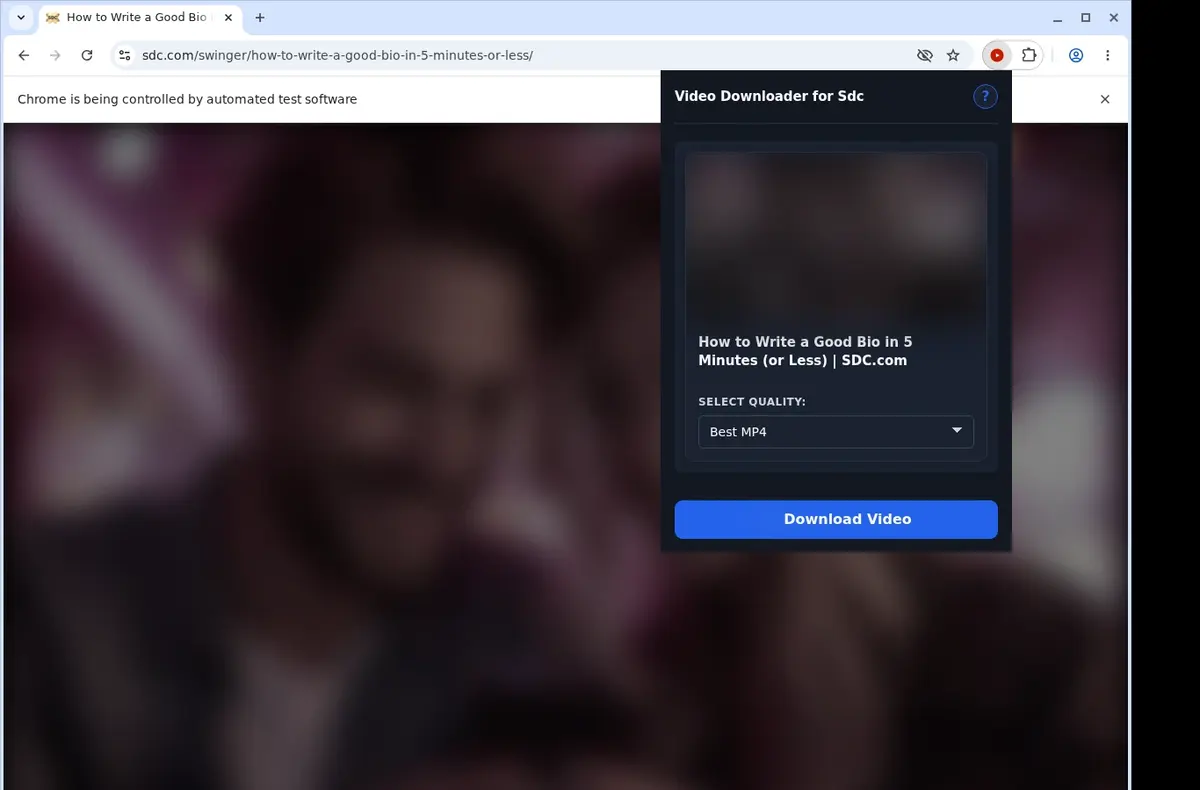 SDC Video Downloader showing detected media ready to download
