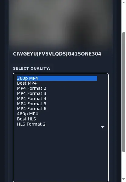 Senzuri Video Downloader format dropdown options