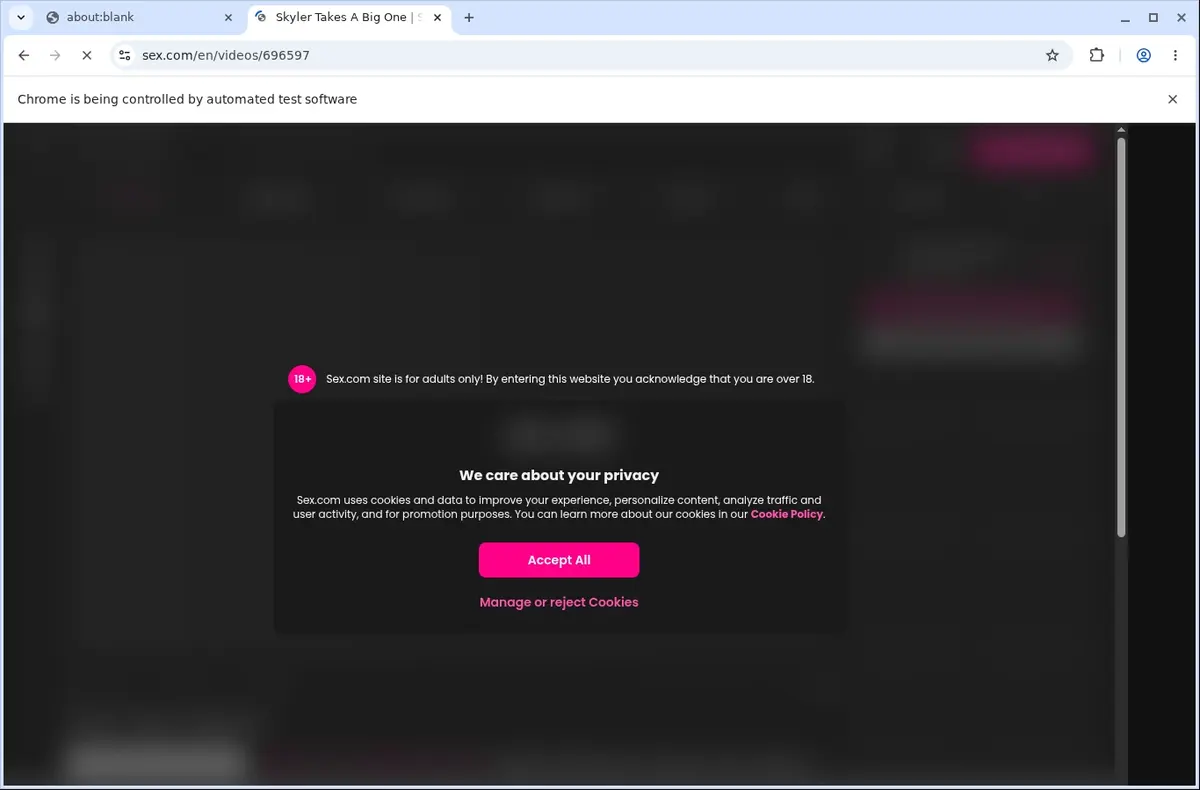 Sex.com Video Downloader page open in the browser