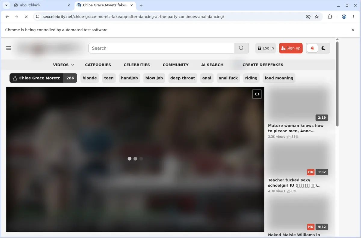 Sexcelebrity Downloader page open in the browser