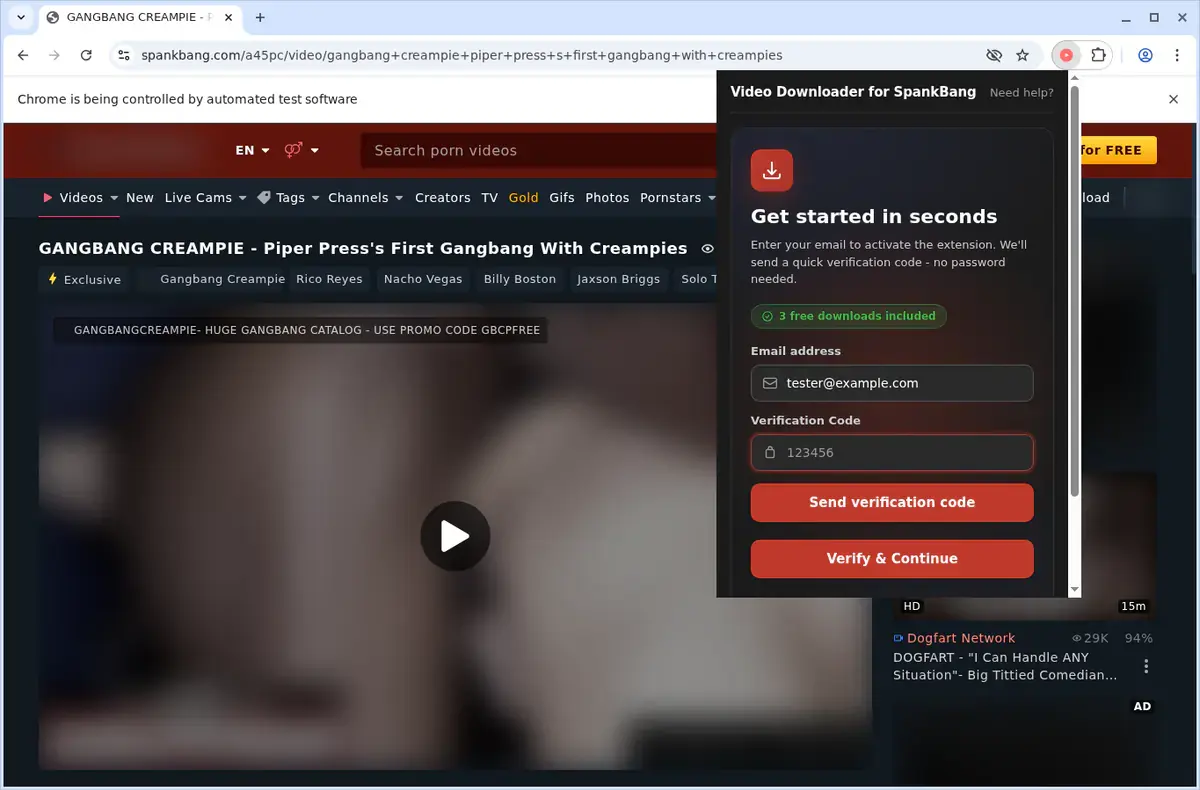 SpankBang Video Downloader format selection and save step