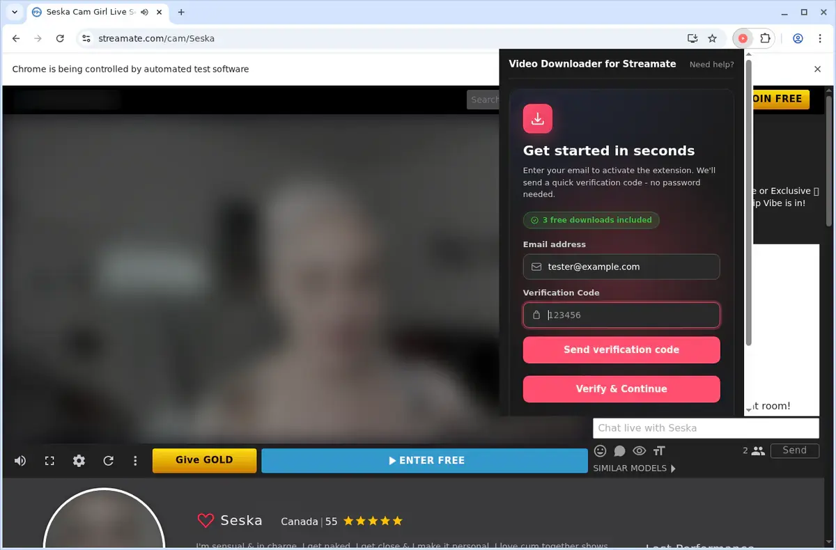 Streamate Video Downloader format selection and save step
