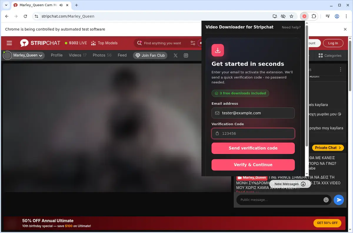 Stripchat Video Downloader format selection and save step