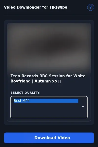 TikSwipe Video Downloader format dropdown options