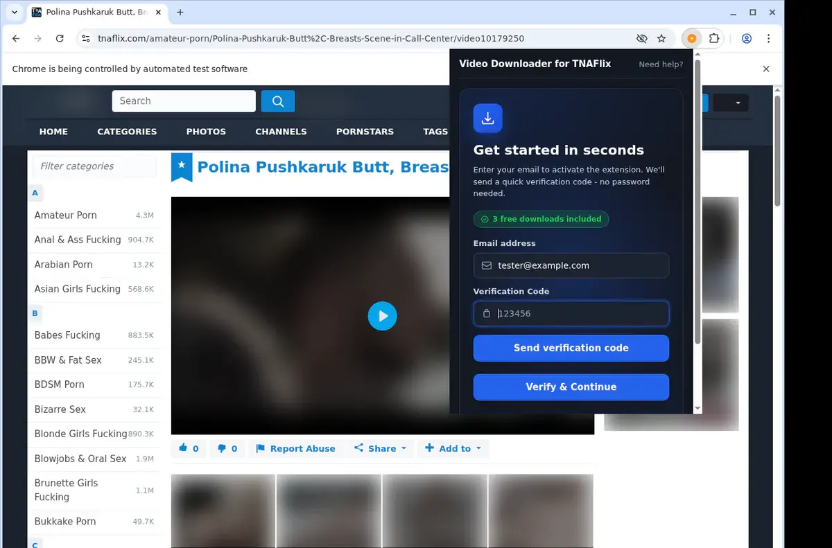 TNAFlix Video Downloader format selection and save step