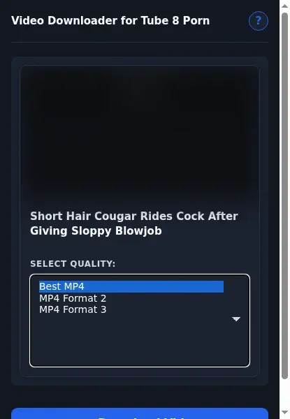 Tube 8 Porn Video Downloader format dropdown options
