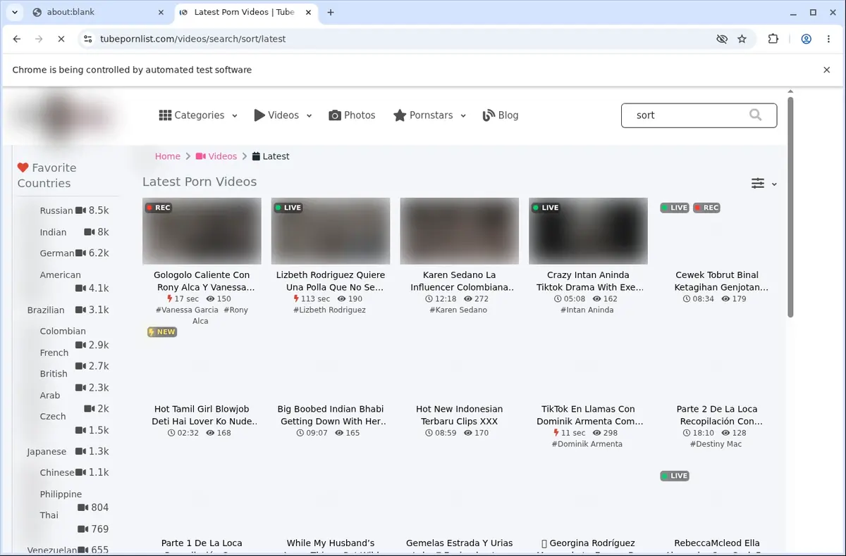 Tubepornlist Video Downloader page open in the browser