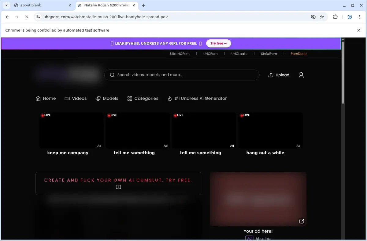 UHQPorn Video Downloader page open in the browser