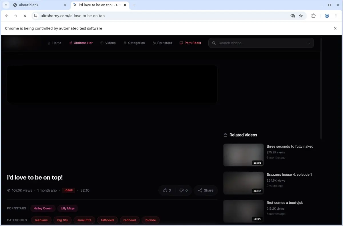 UltraHorny Video Downloader page open in the browser