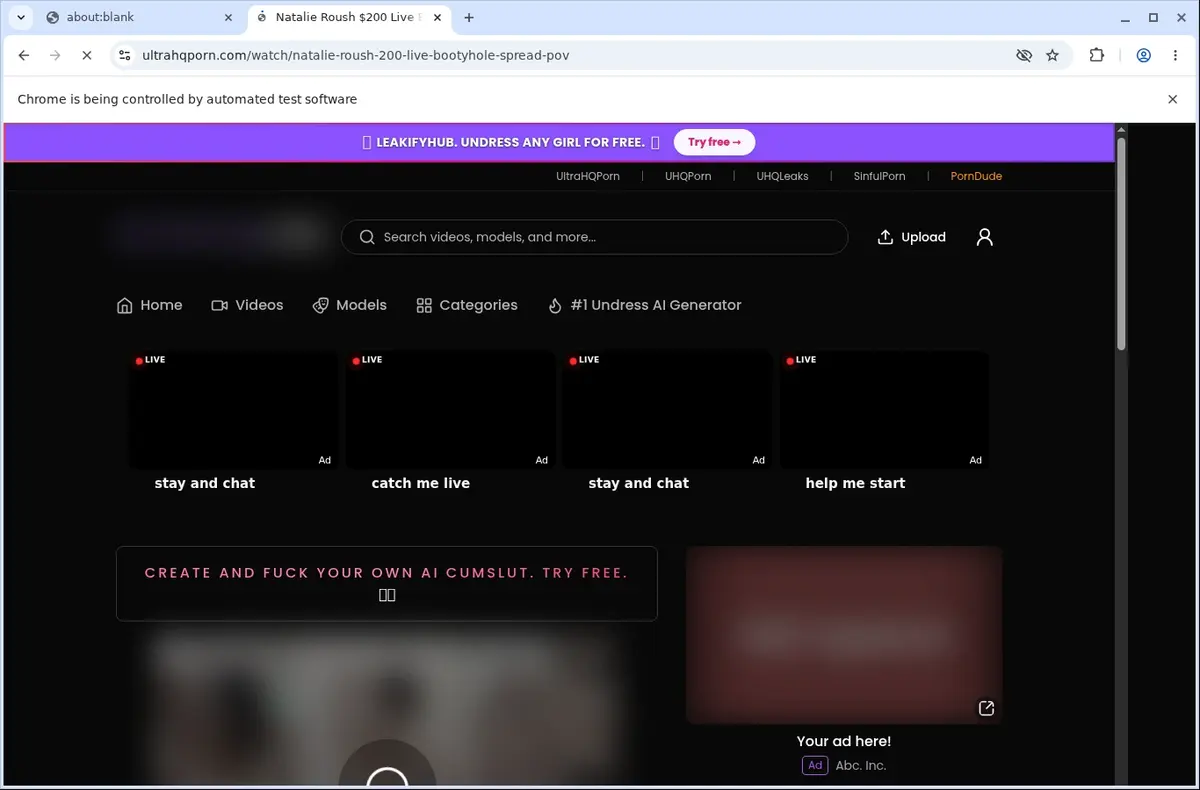 UltraHQPorn Video Downloader page open in the browser