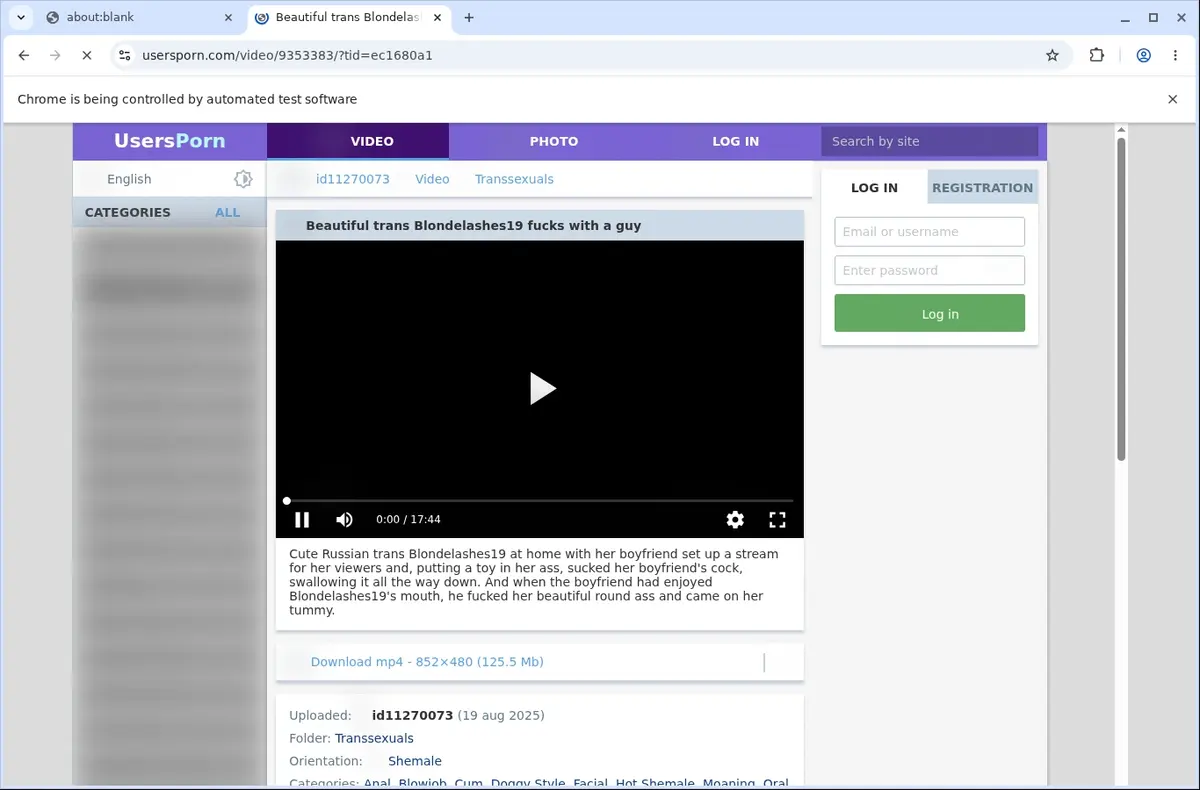 UsersPorn Downloader page open in the browser