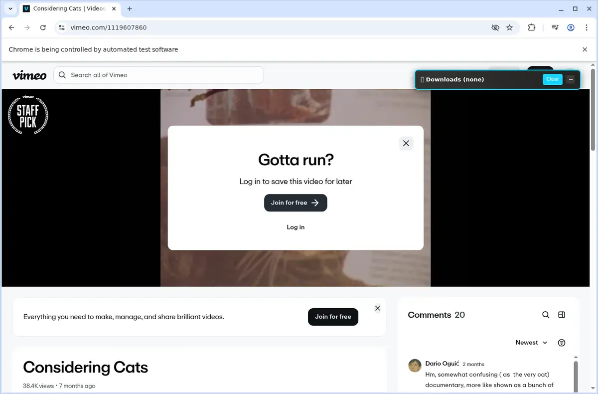 Vimeo Video Downloader download progress panel