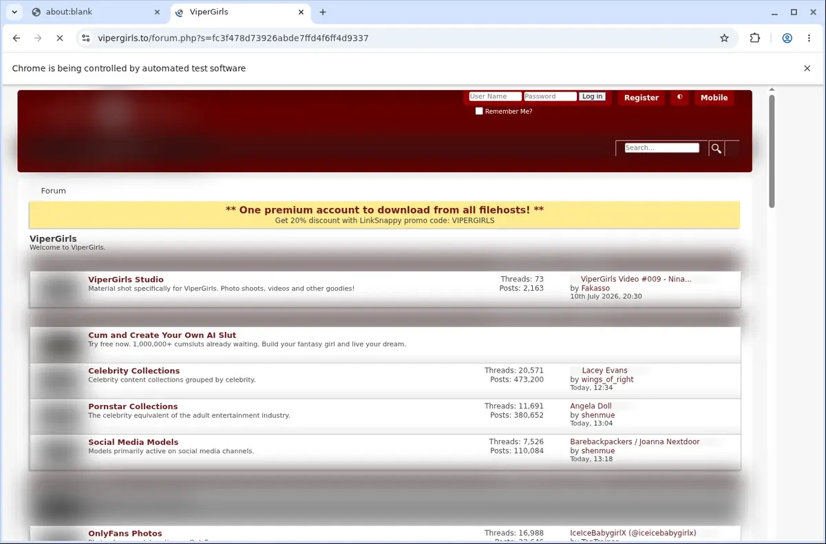 Vipergirls Video Downloader page open in the browser