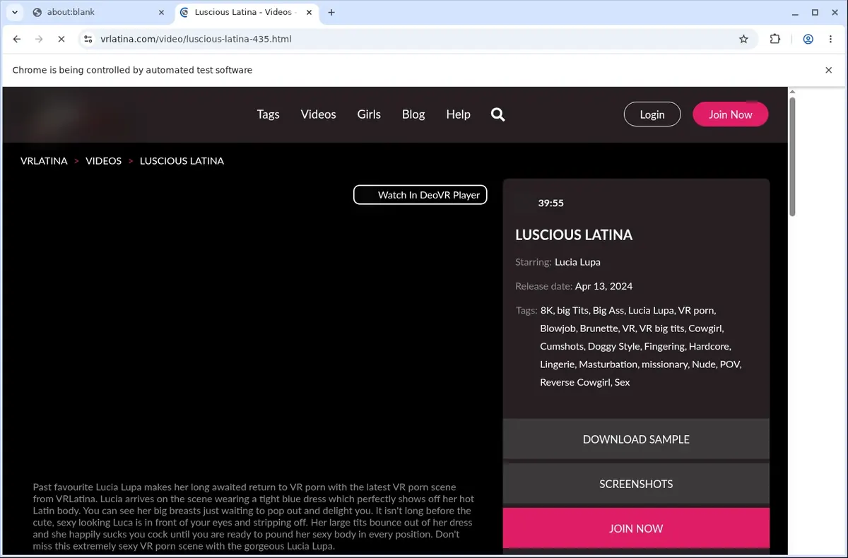 VRLatina Video Downloader page open in the browser
