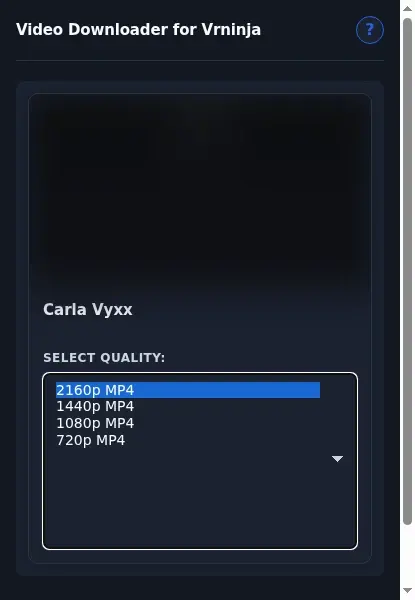 VRNinja Video Downloader format dropdown options