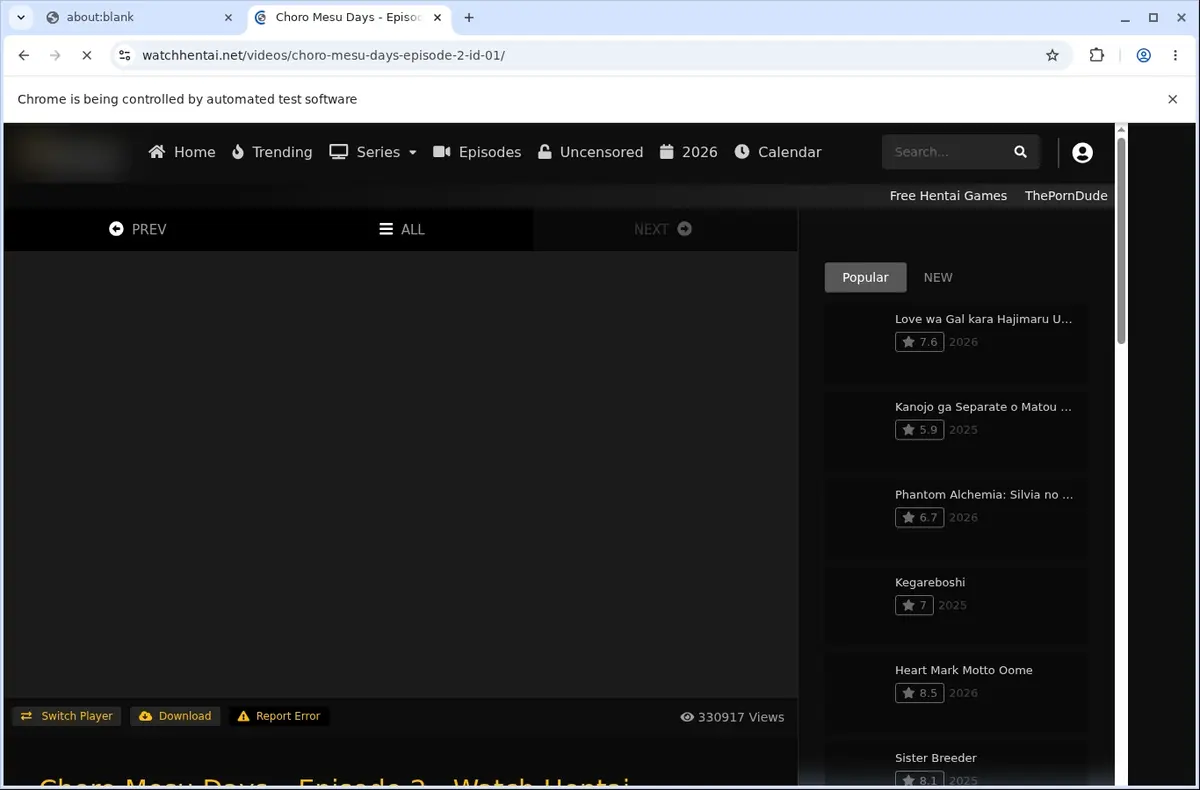 WatchHentai Video Downloader page open in the browser