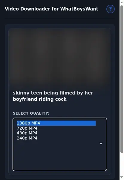 WhatBoysWant Downloader format dropdown options