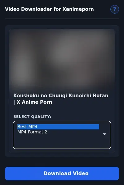 XAnimePorn Video Downloader format dropdown options