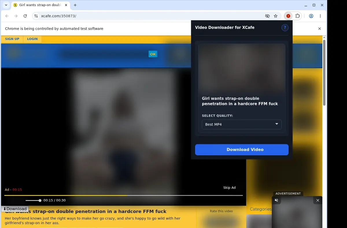 XCafe Downloader showing detected media ready to download