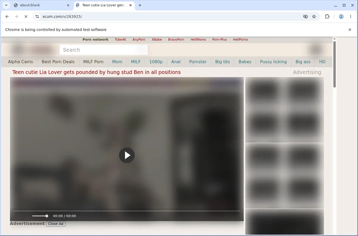 xCum Downloader page open in the browser