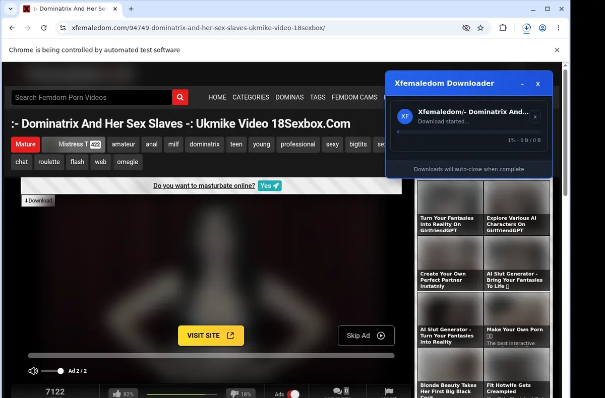 XFemaleDom Video Downloader download progress panel