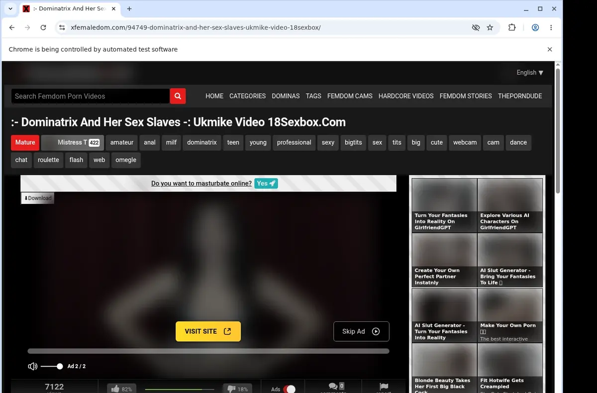 XFemaleDom Video Downloader showing detected media ready to download