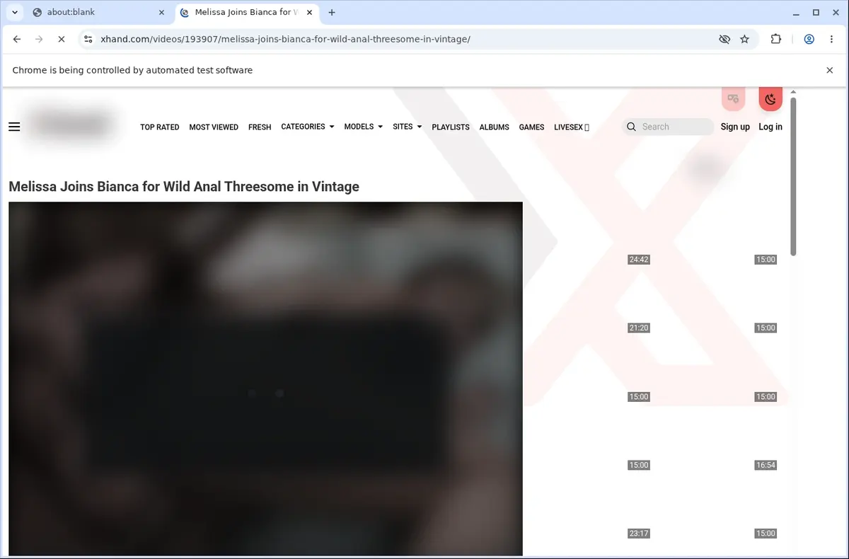 Xhand Video Downloader page open in the browser