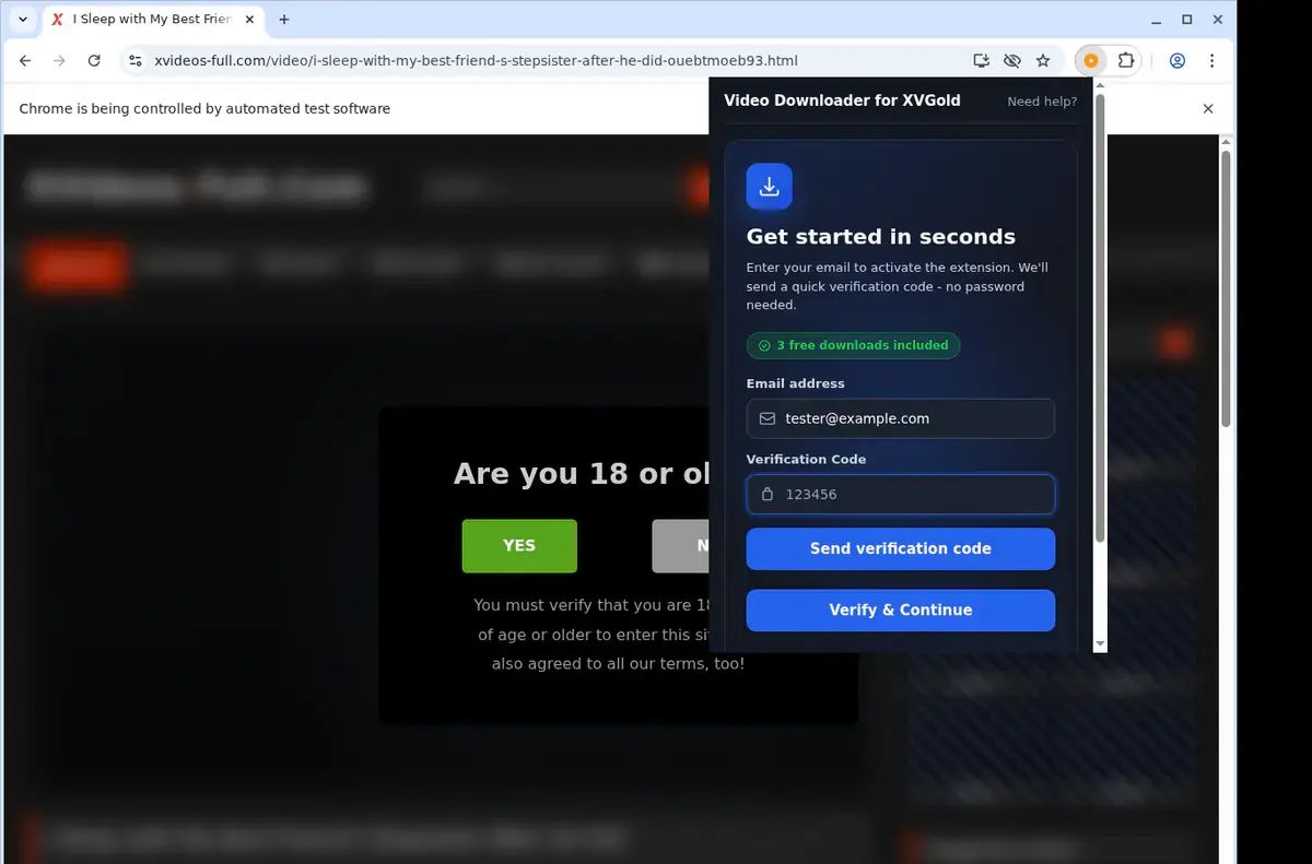 XVideosFull Video Downloader format selection and save step