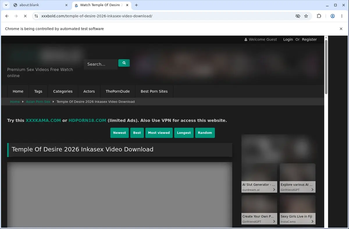XXXBold Video Downloader page open in the browser