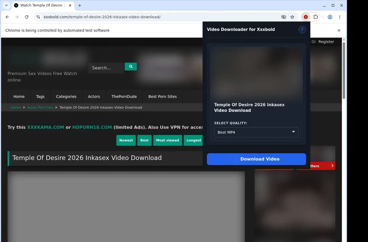 XXXBold Video Downloader showing detected media ready to download