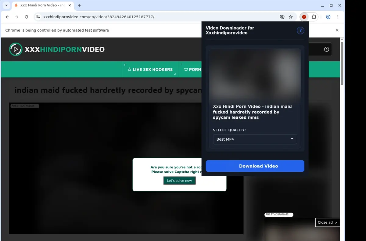 Xxxhindipornvideo Video Downloader showing detected media ready to download