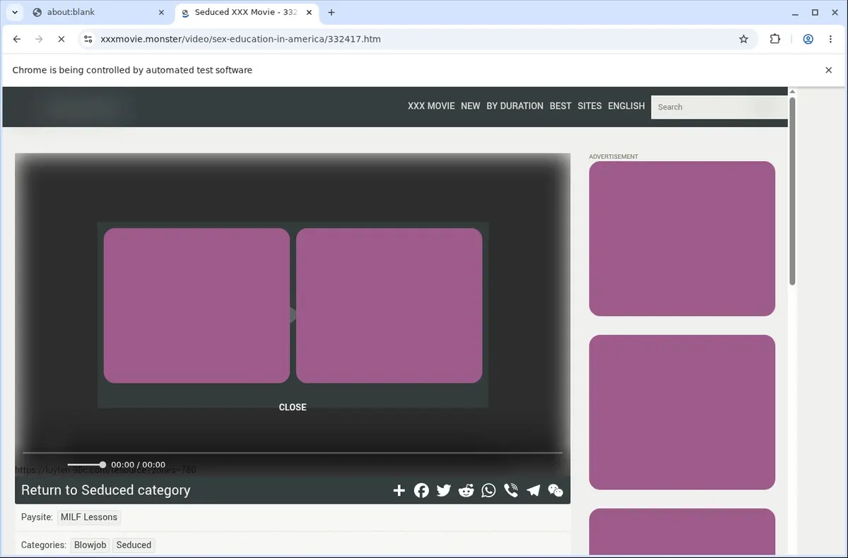 Xxxmovie Downloader page open in the browser