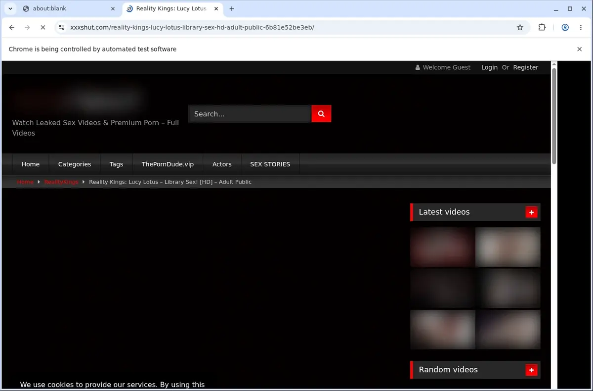 XXX Shut Downloader page open in the browser