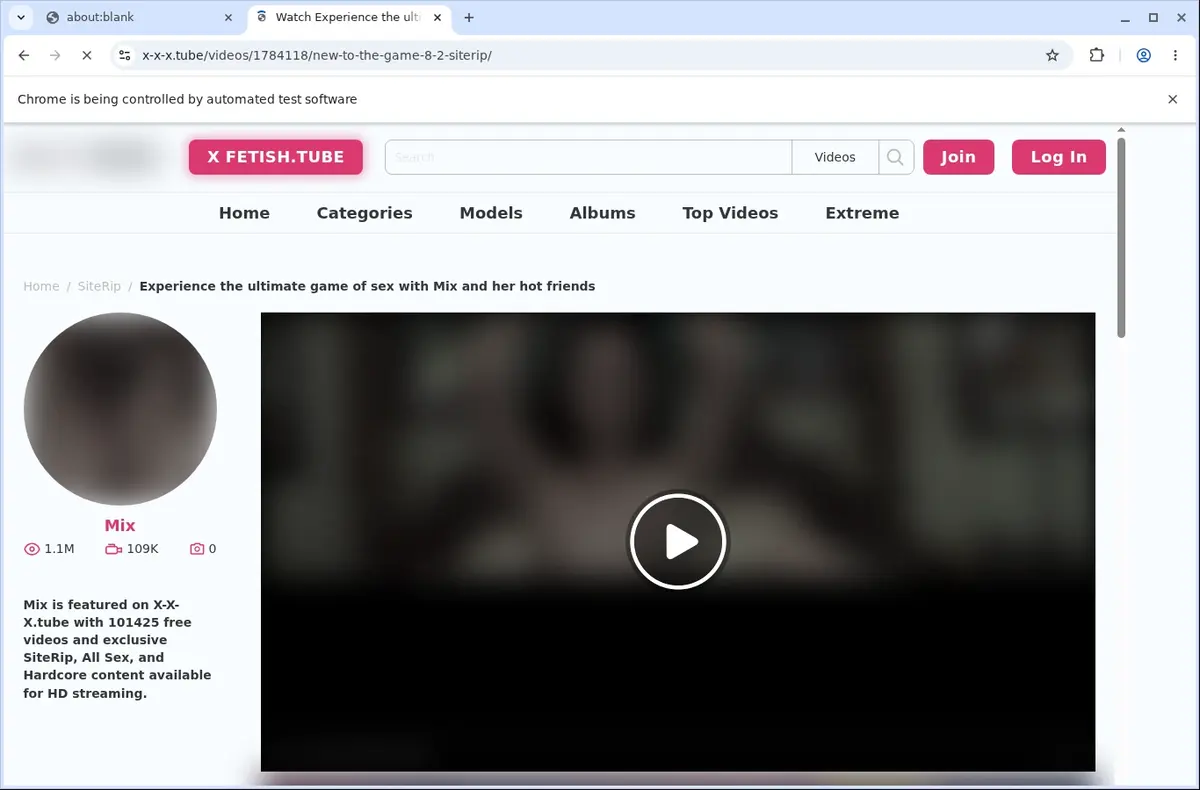 XXX Tube Downloader page open in the browser