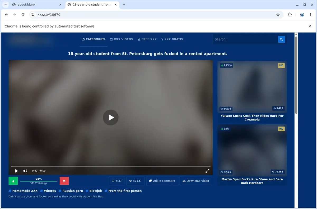 XXXTV Downloader page open in the browser