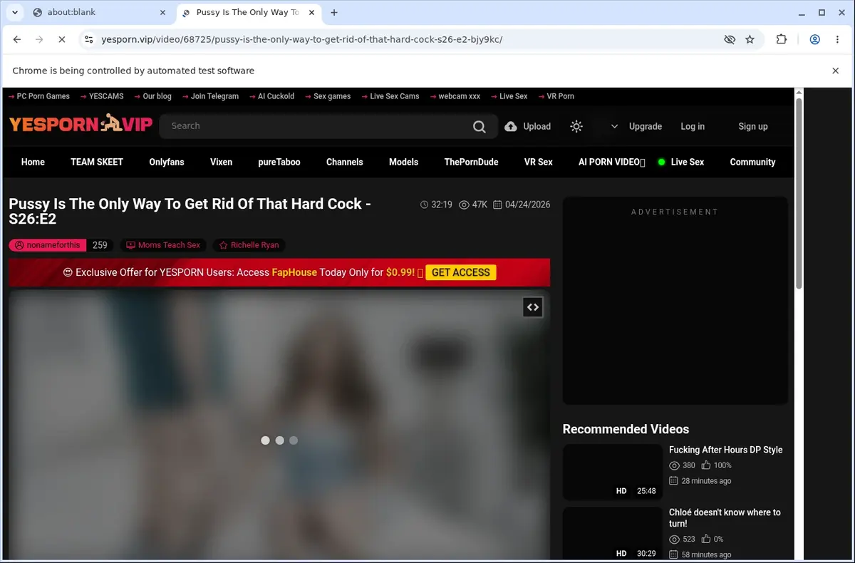 YesPornVip Downloader page open in the browser